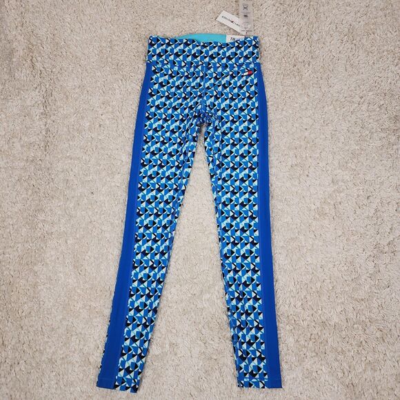 Tommy Hilfiger Leggings Womens XS Geometric High Rise Full Length Sport Stretch - Picture 1 of 8